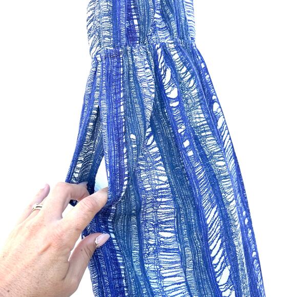 Raquel Allegra Spring 2018 Designer Blue Cotton Linen Midi Tank Dress 0 - Picture 7 of 11